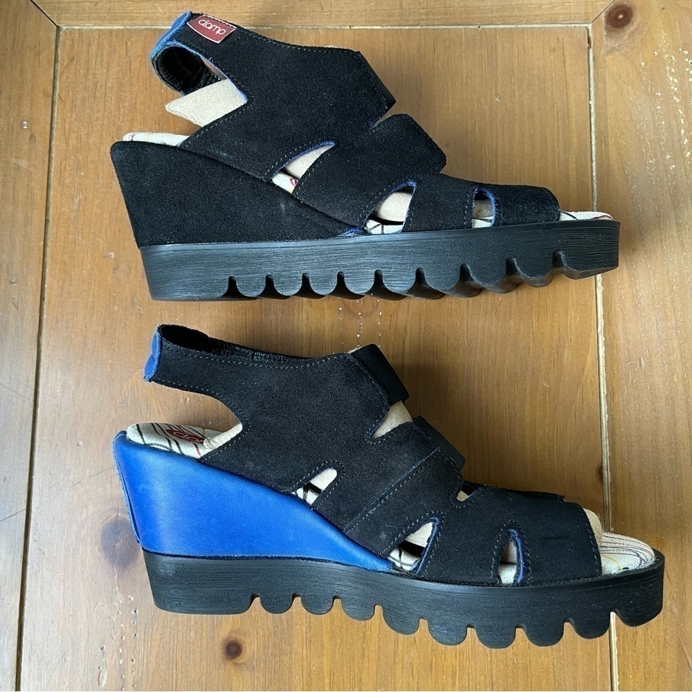 EUROPEAN Clamp Shoes Women’s Wedge Platform Sandals Colorblock Black Blue 39 8